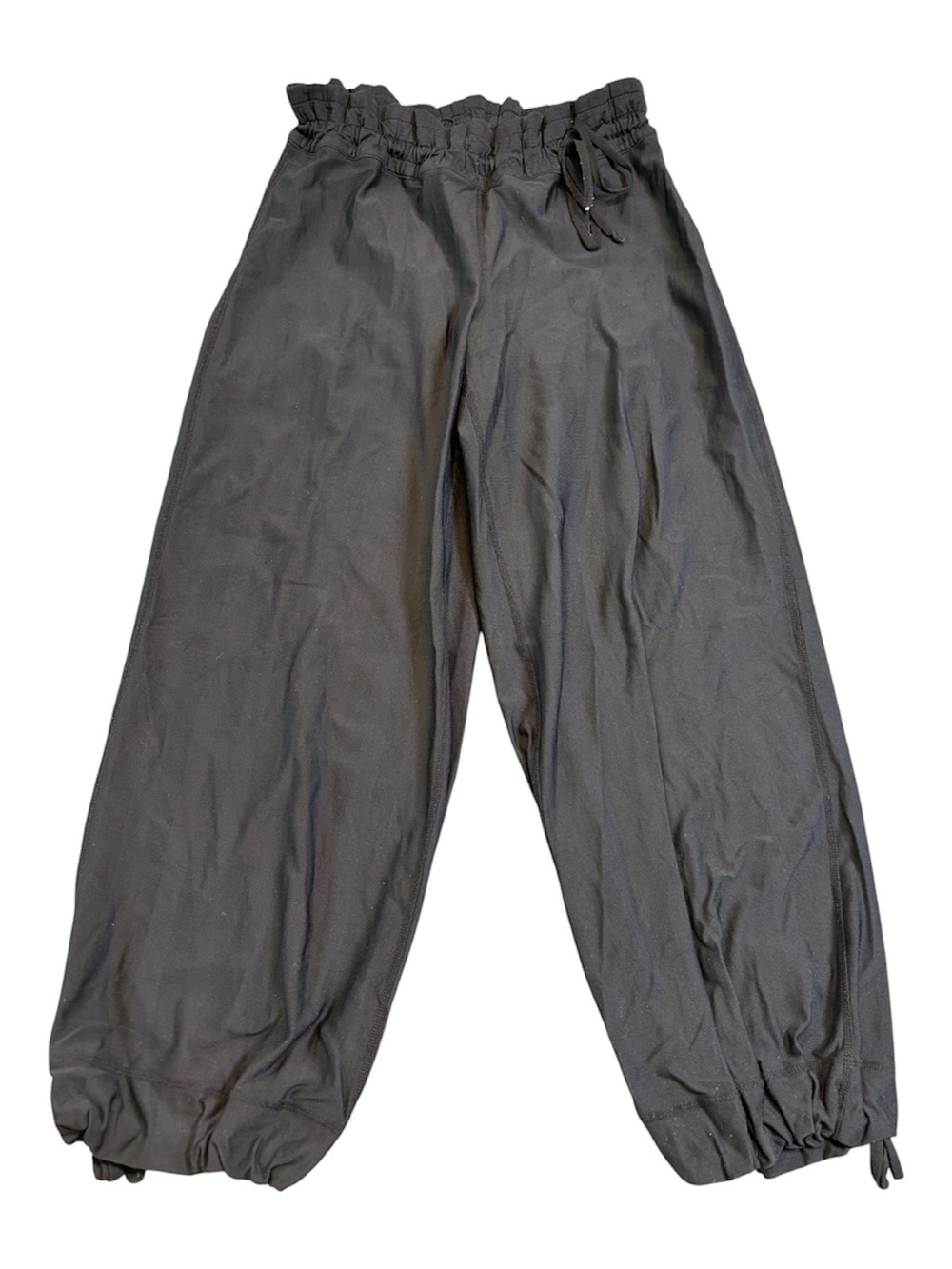 Lululemon Black Stretch Woven Ruffle Waist Cinch Balloon Pants XS 2/4